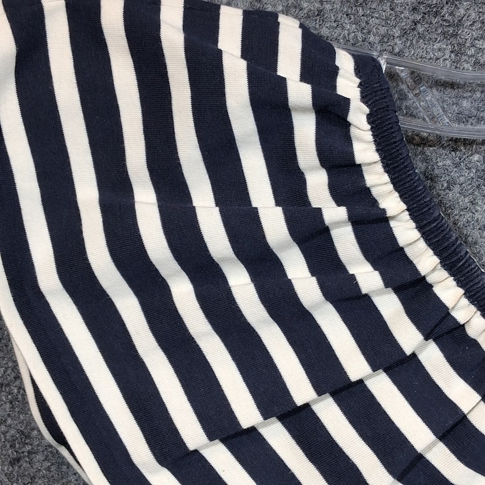 J. Crew‎ Navy Blue/White Stripe Ruffled One-Shoulder Top Size M - Picture 4 of 9